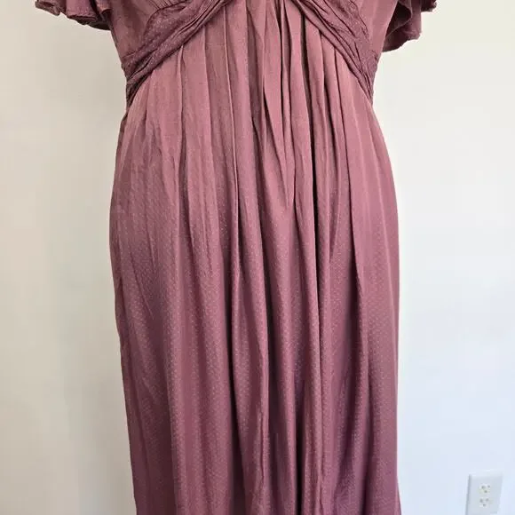 Gal Meets Glam Event Dress Maxi Pleated Wedding Guest Mauve Silky Women 8 - Picture 6 of 14